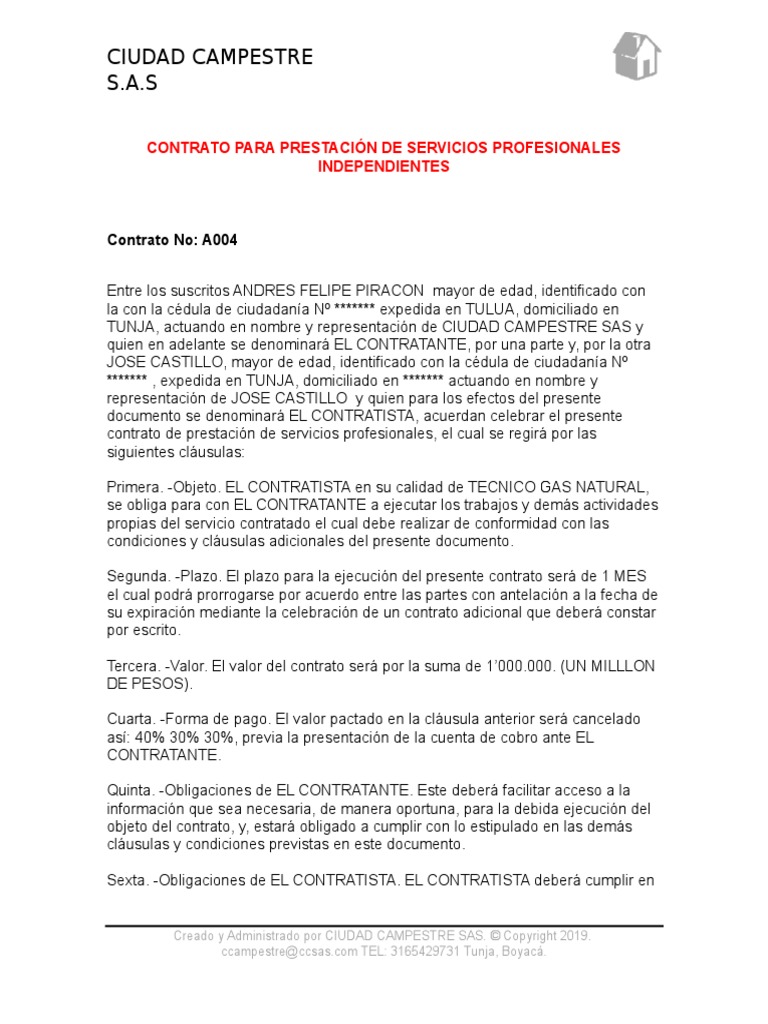 Contrato para Prestación de Servicios Profesionales Independientes | PDF |  Información del gobierno | Instituciones sociales