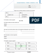 Avaliação trimestral de matemática do 3o ano