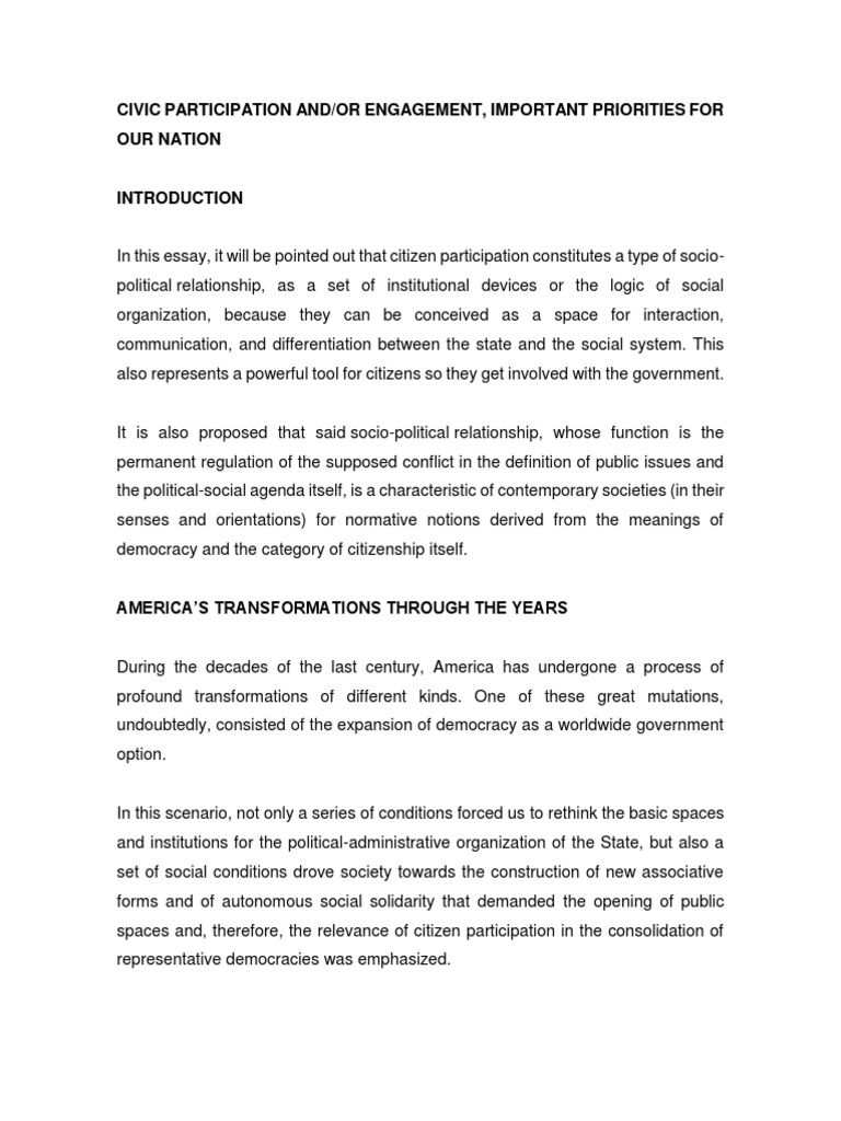 Civic Participation and Engagement | PDF | Citizenship | Civic Engagement