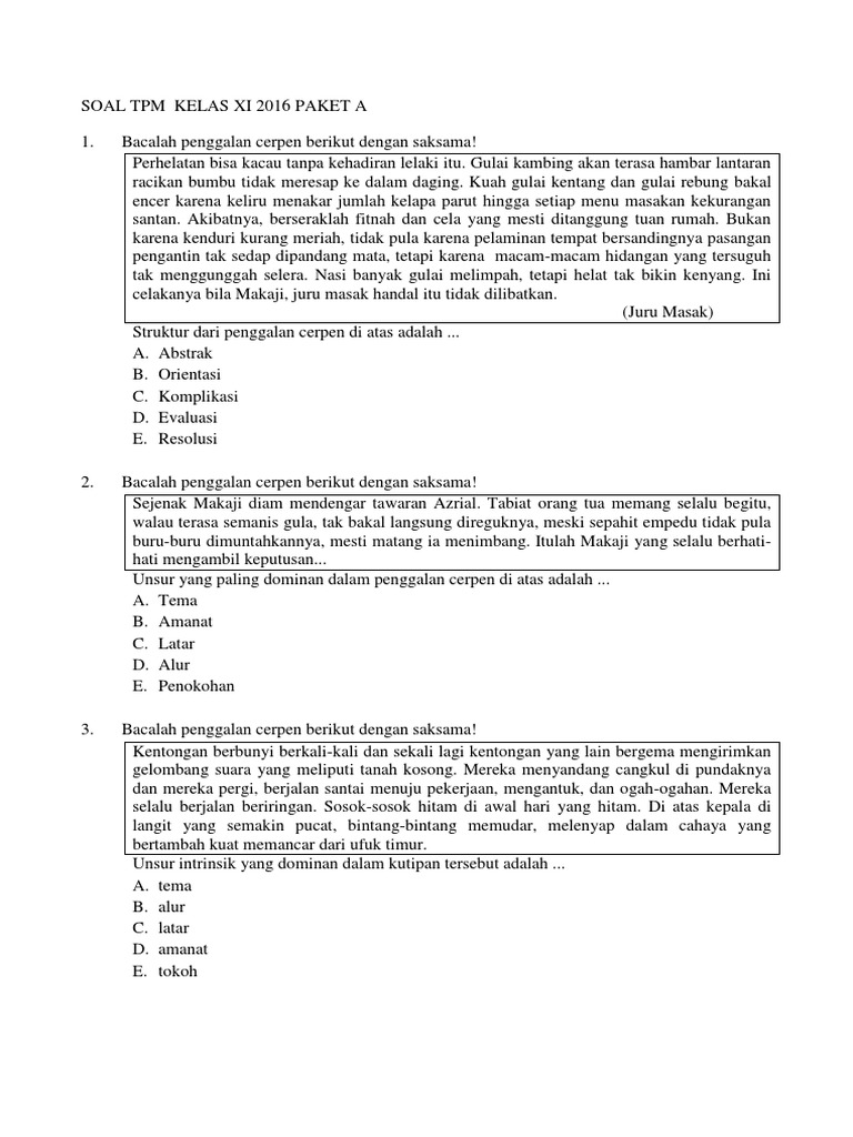 Soal K13 Kelas Xi Paket A