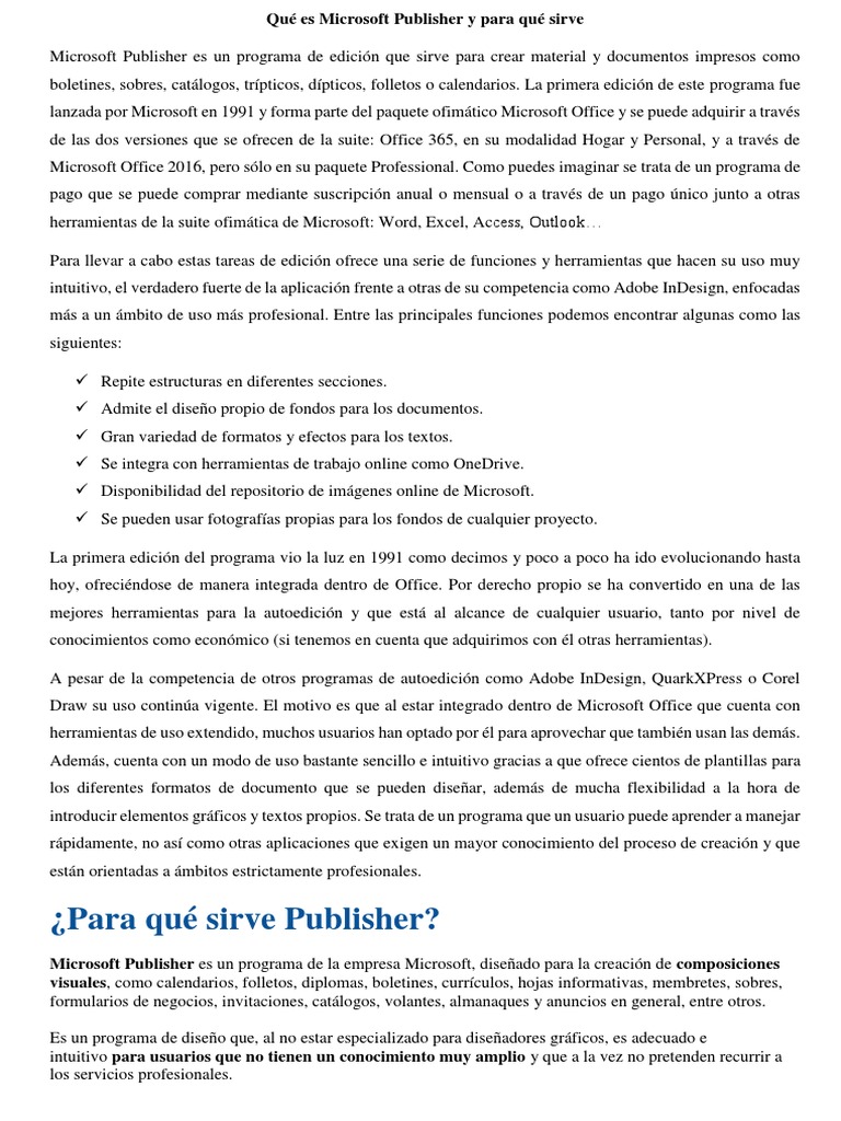Qué Es Microsoft Publisher y para Qué Sirve | PDF | Microsoft | Microsoft  Office