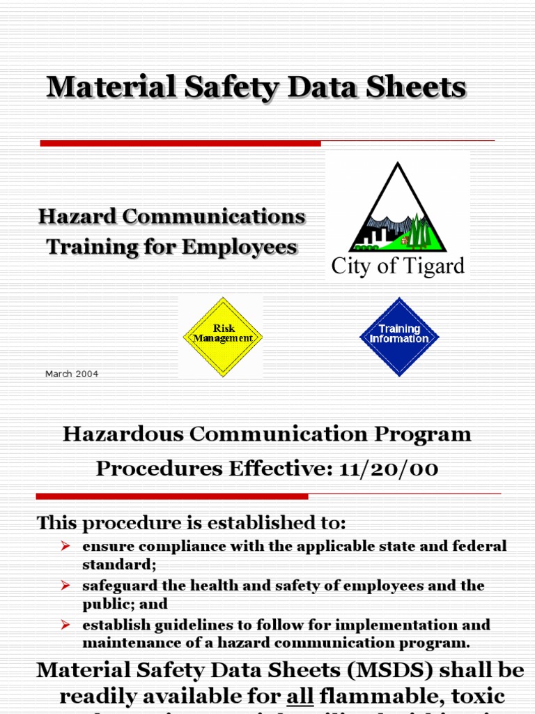 Hazard Communication Training 2004 PDF Dangerous Goods Safety