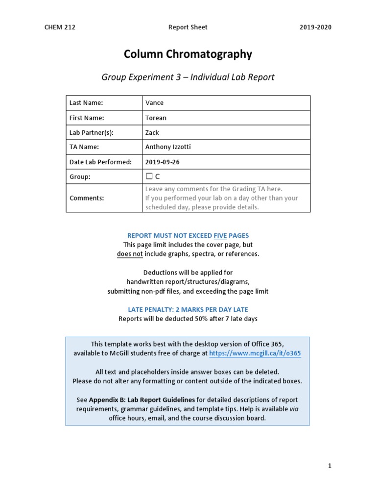 212 Report Sheet Chromatography PDF Thin Layer Chromatography