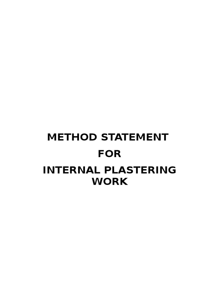 Internal Plastering Method Statement | PDF | Plaster | Mortar (Masonry)