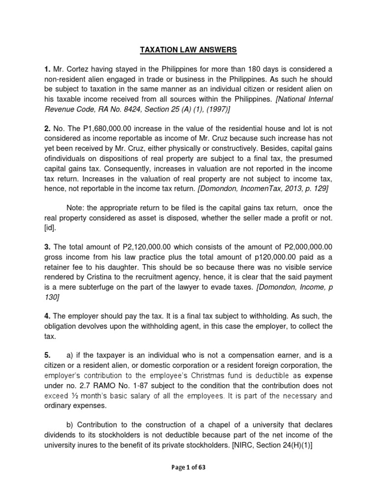 Taxation Law Insights and Guidelines | PDF | Withholding Tax | Value ...