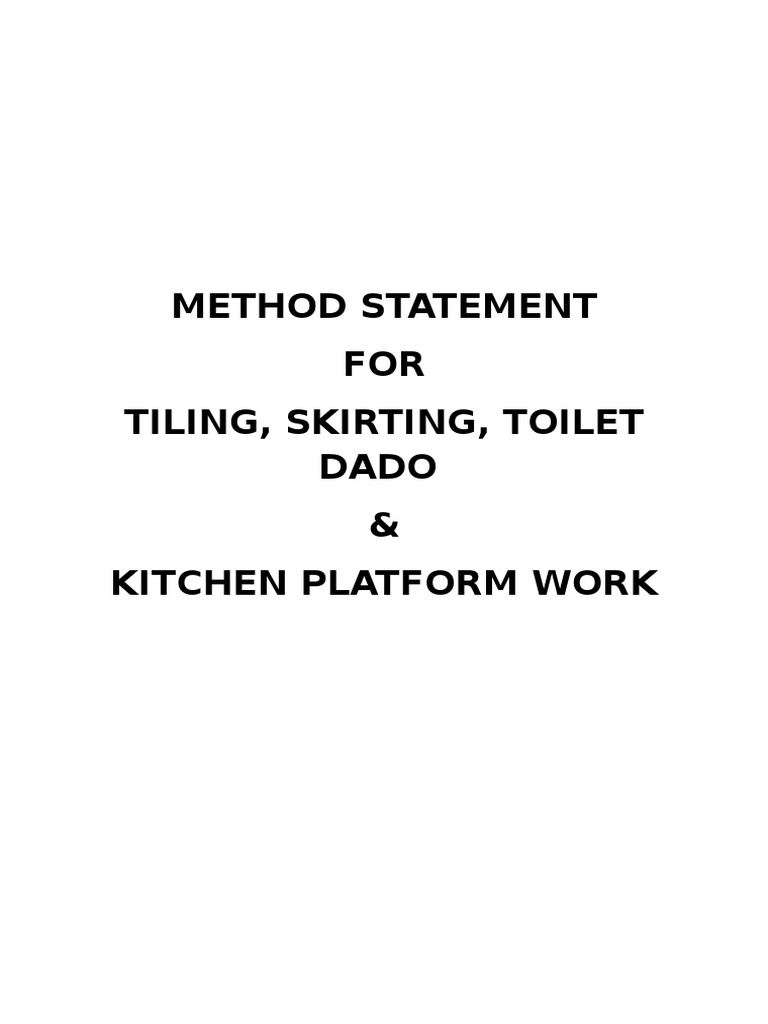 Tiling and Dado Method Statement | PDF | Tile | Masonry