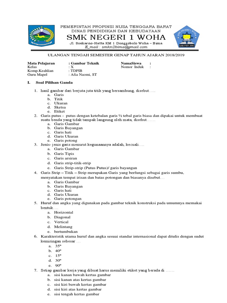 SOAL UAS Gambar Teknik-DPIB | PDF