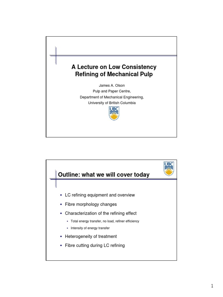 Low Consistency Refining in Pulping | PDF | Pulp (Paper) | Optical Fiber