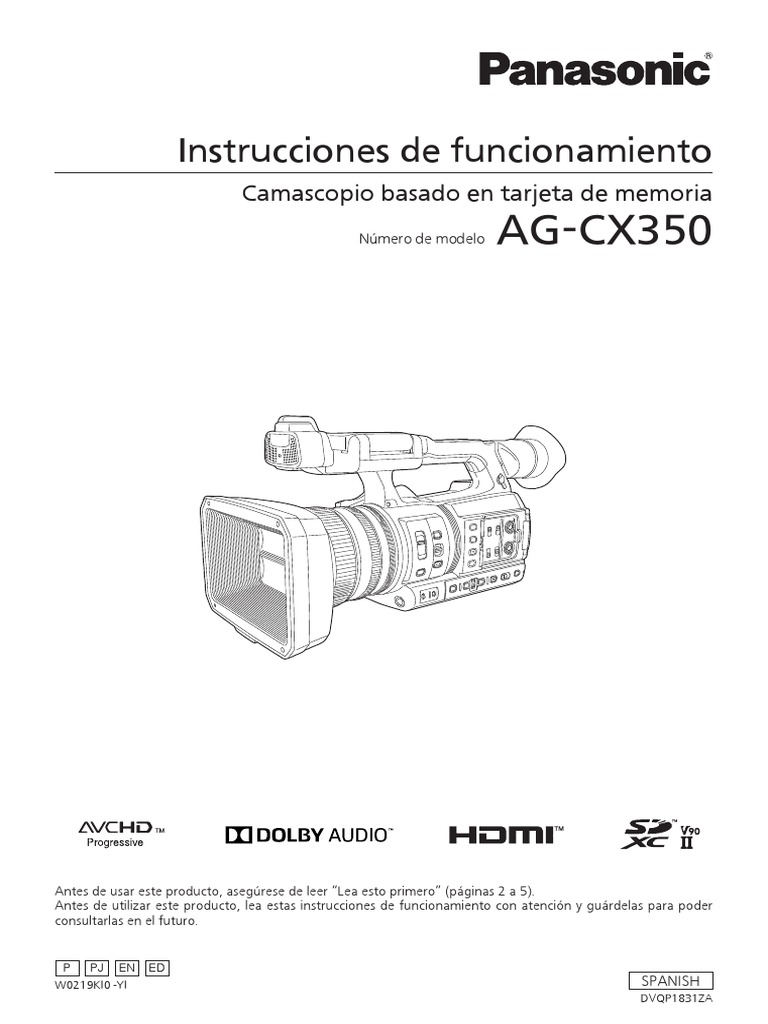 Manual Cámara Ag-Cx350p.pj - En.ed (Dvqp1831za) - S | PDF | Monitor de ...