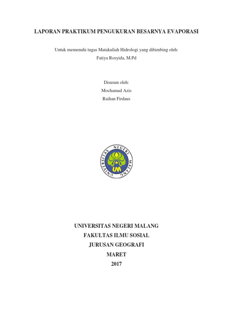 Laporan Praktikum Pengukuran Besarnya Evaporasi | PDF