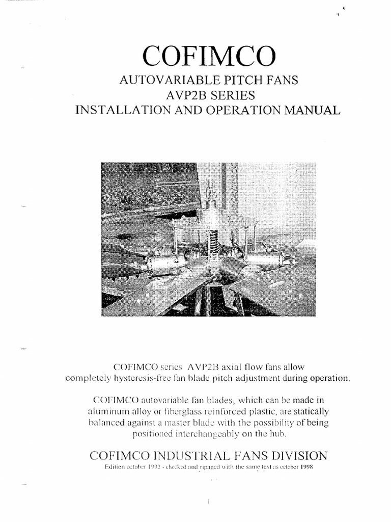 COFIMCO Installation and Operation Manual PDF Propeller