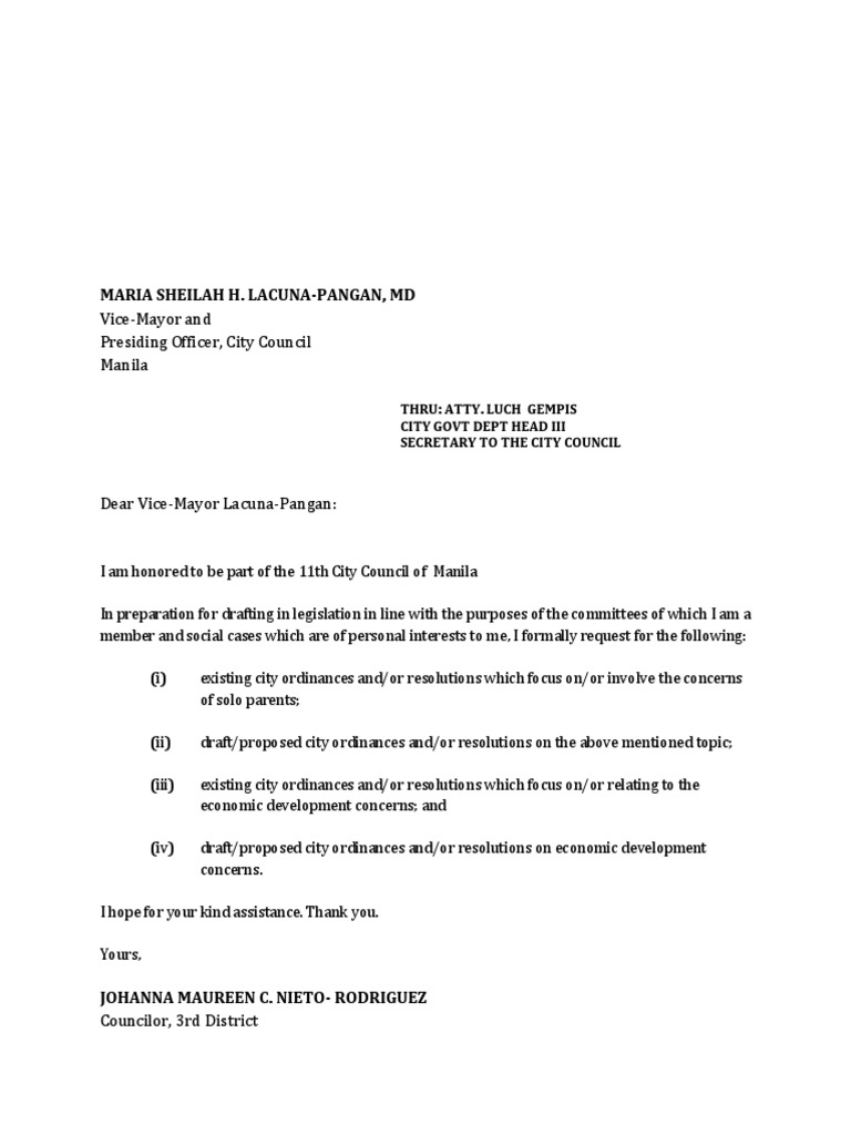 Request for City Ordinances and Resolutions | PDF