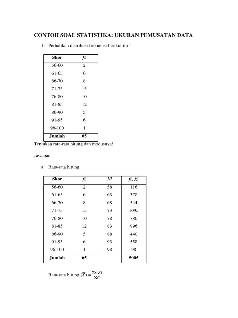 Kelompok Ii Ps A Tambahan Contoh Soal Ukuran Pemusatan Data