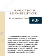 Corporate Social Responsibility (CSR) : By: Ms. Rona Sarah C. Fernandez, MBA