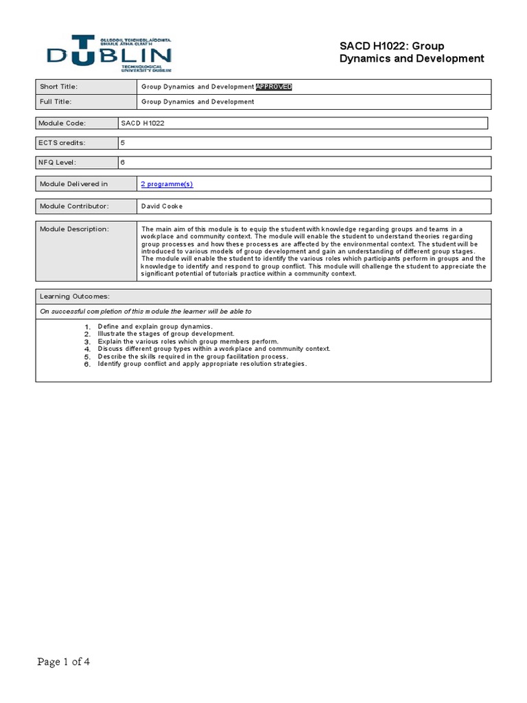 Group Dynamics and Development Module | PDF | Community | Leadership