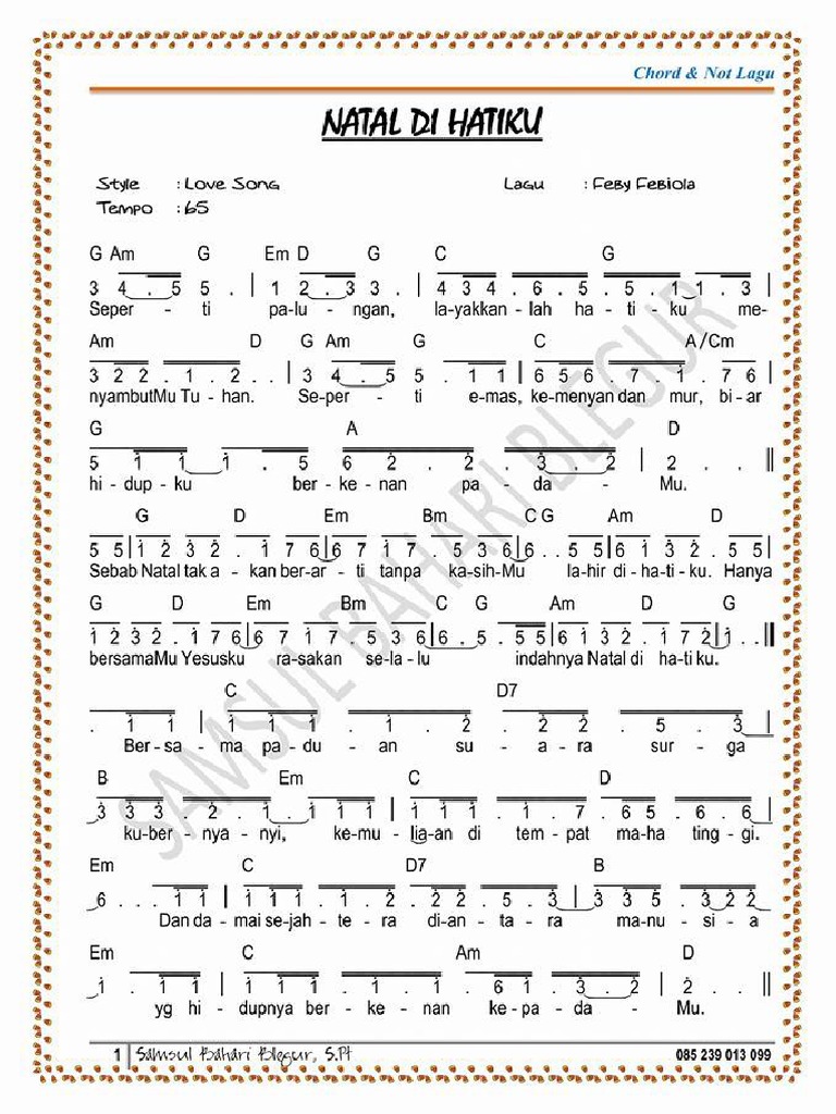 Chord Lagu Natal Di Hatiku - Chord Walls