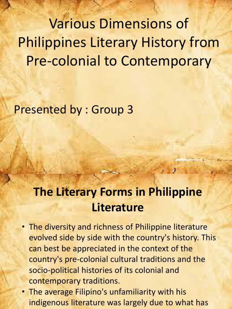 Various Dimensions of Philippines Literary History From Pre Colonial to