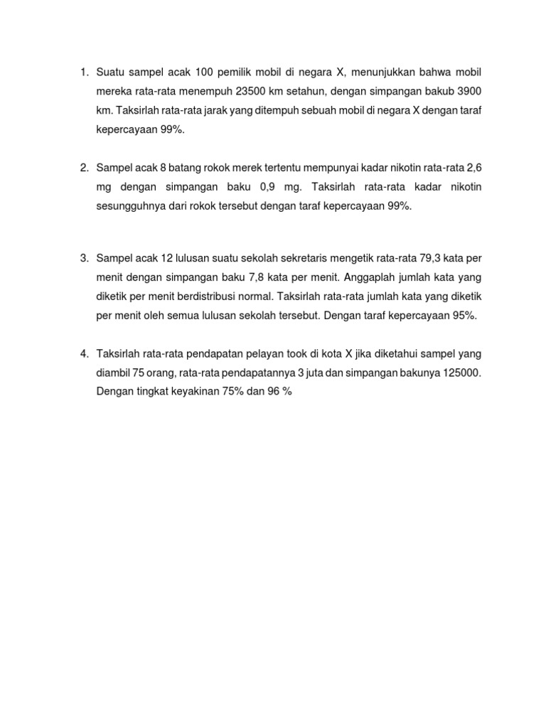 Estimasi Rata-Rata Jarak, Nikotin, dan Pendapatan | PDF