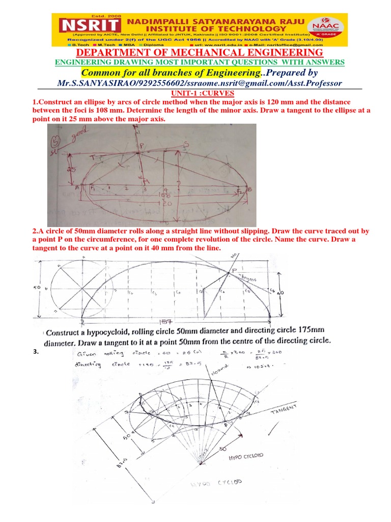 Involute and Curves in Engineering Drawing | PDF | Ellipse | Elementary ...
