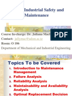 IE 443 Course Overview: Industrial Safety, Maintenance and Failure Analysis