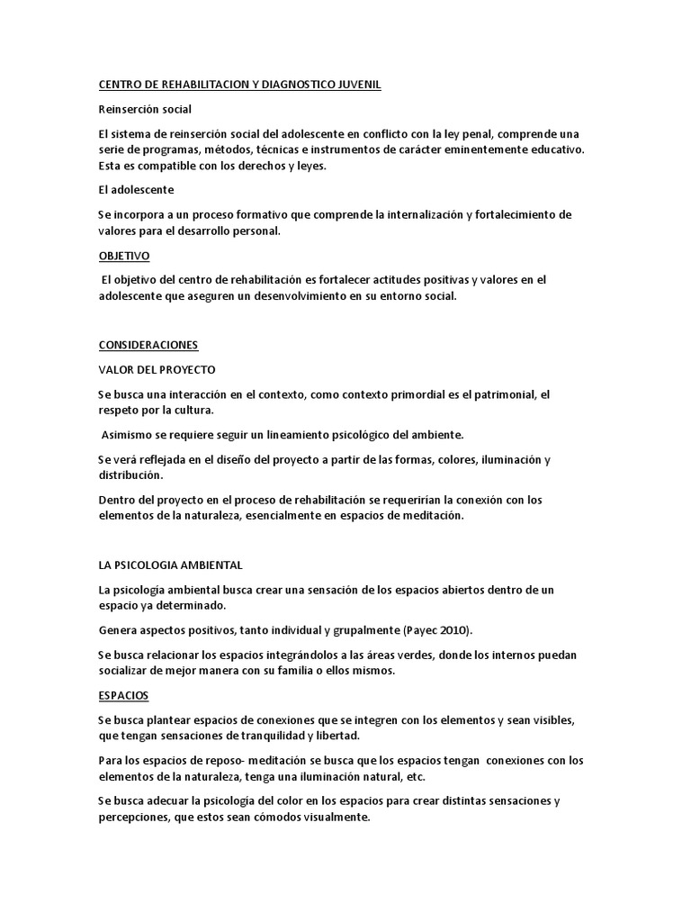 Rehabilitación en Centro Juvenil Marcavalle | PDF | Relaciones ...