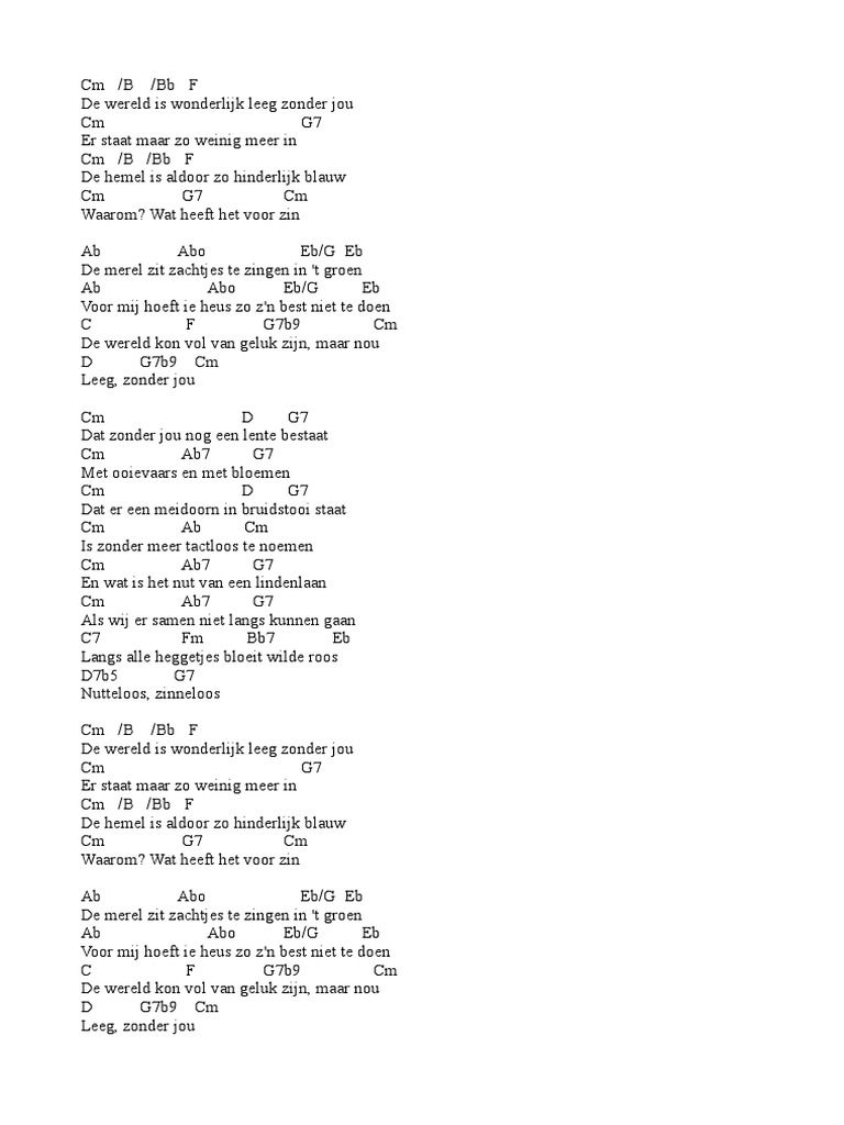 Zonder Jou Chords | PDF