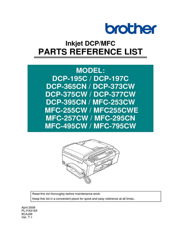 DCP J125, DCP J315W, DCP J515W, DCP J715W, DCP J140W, DCP 175C, DCP 195C, DCP  197C, DCP 595CW PDF | PDF | Manufactured Goods | Equipment