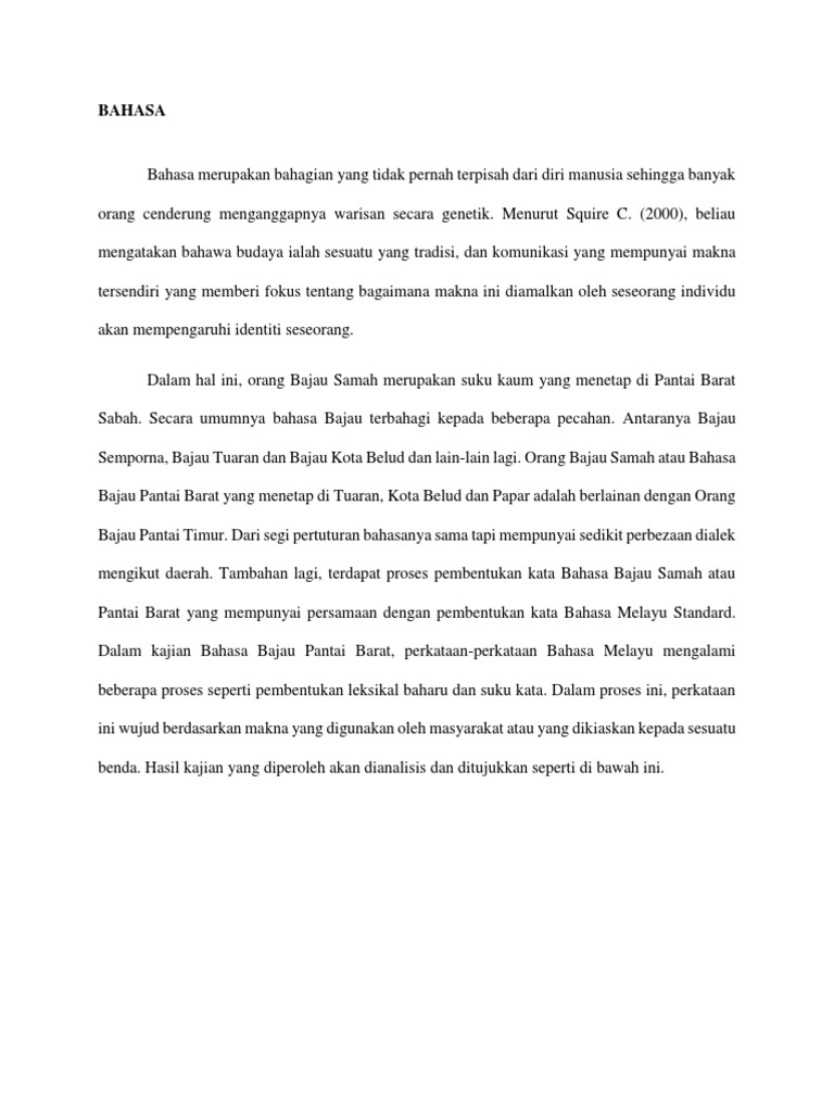 Assignment Budaya Elemen Bahasa Bajau Samah