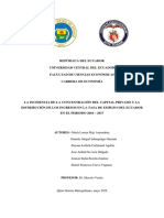 La Incidencia de La Concentración Del Capital Privado y La Distribución de Los Ingresos en La Tasa de Empleo Del Ecuador en El Periodo 2010 - 2017