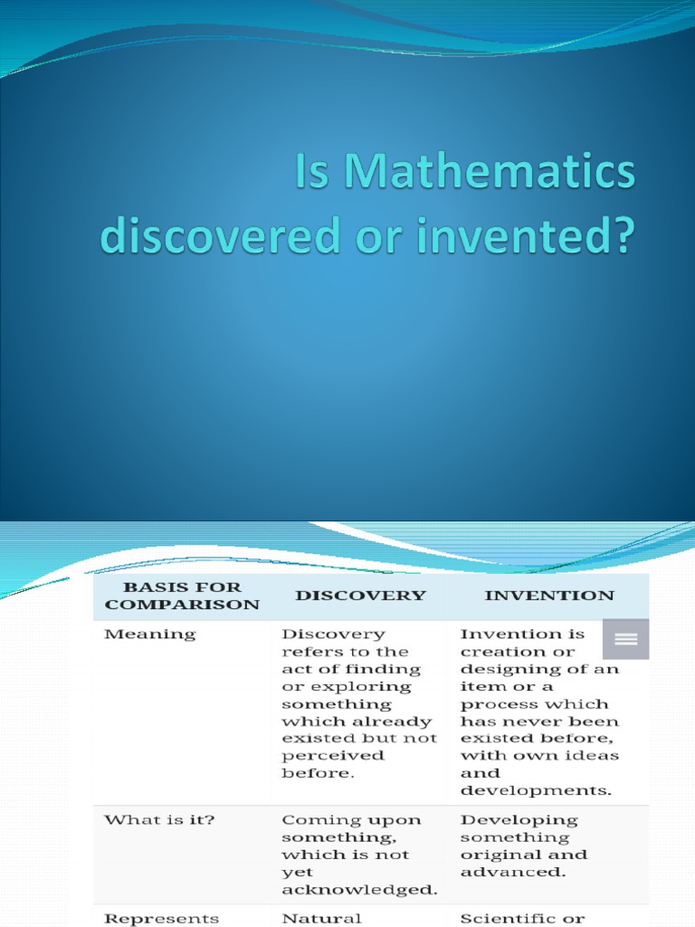 Math: Invention vs. Discovery Debate | PDF
