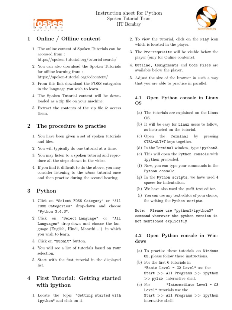 Python 3.4.3 Instruction Sheet English | PDF | Command Line.