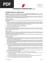 Contractor's All Risks Insurance Policy | PDF | Insurance | Indemnity
