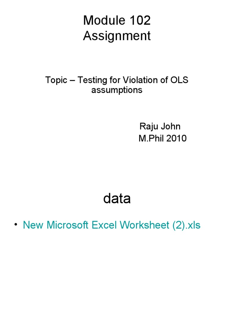 Assignment: Topic - Testing For Violation of OLS Assumptions | PDF ...