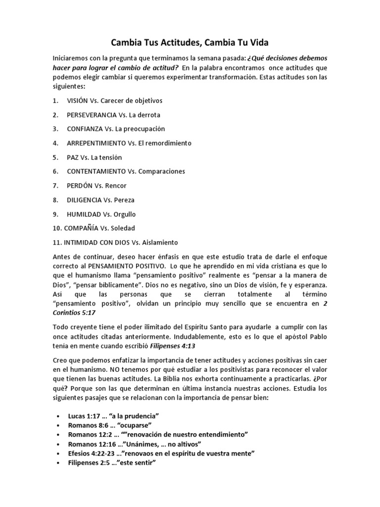 Cambia Actitudes, Transforma Tu Vida | PDF | Vida | Dios