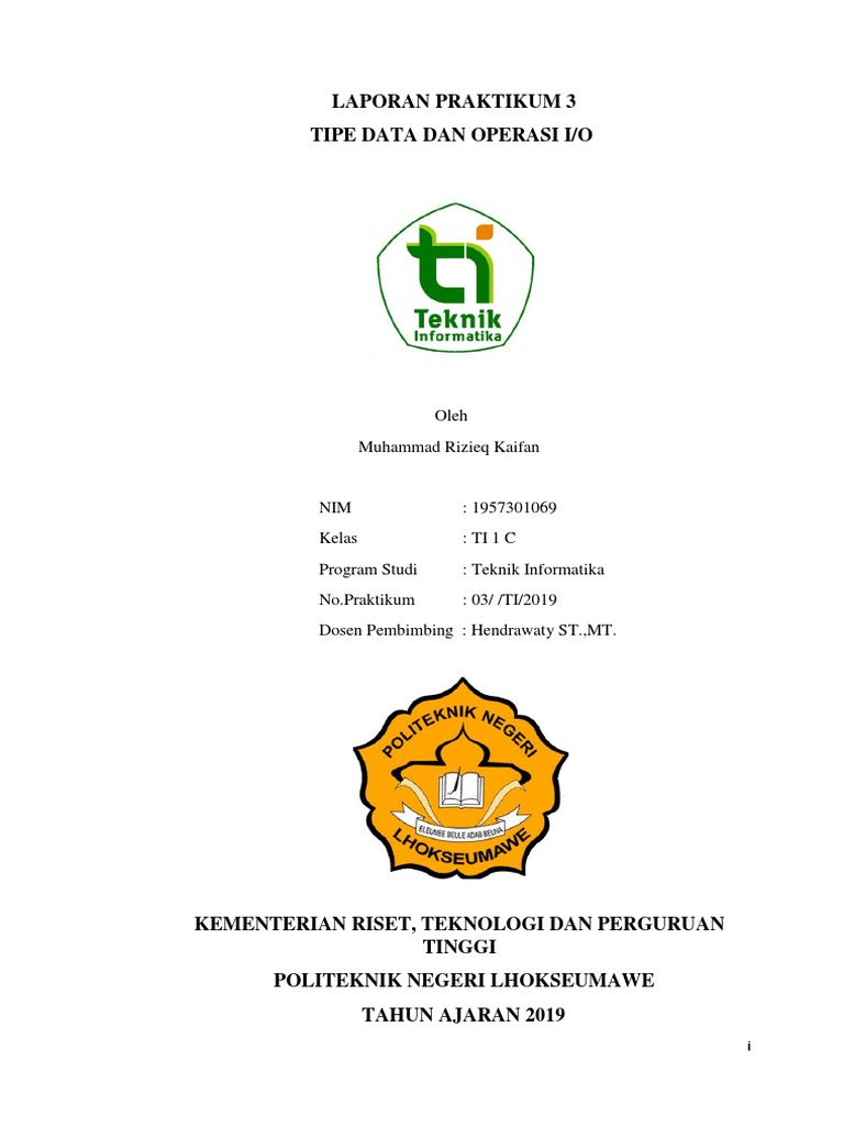 Laporan Praktikum Tipe Data I/O | PDF | Metode & Bahan Ajar | Komputer