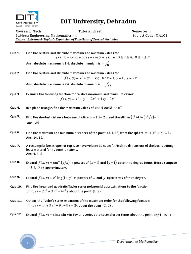 Extrema Taylor S Expansion Maxima And Minima Mathematical Concepts