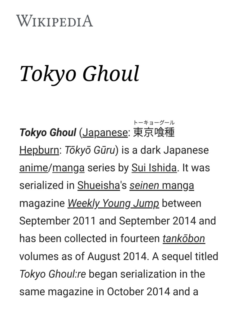 Tokyo Ghoul - Wikipedia