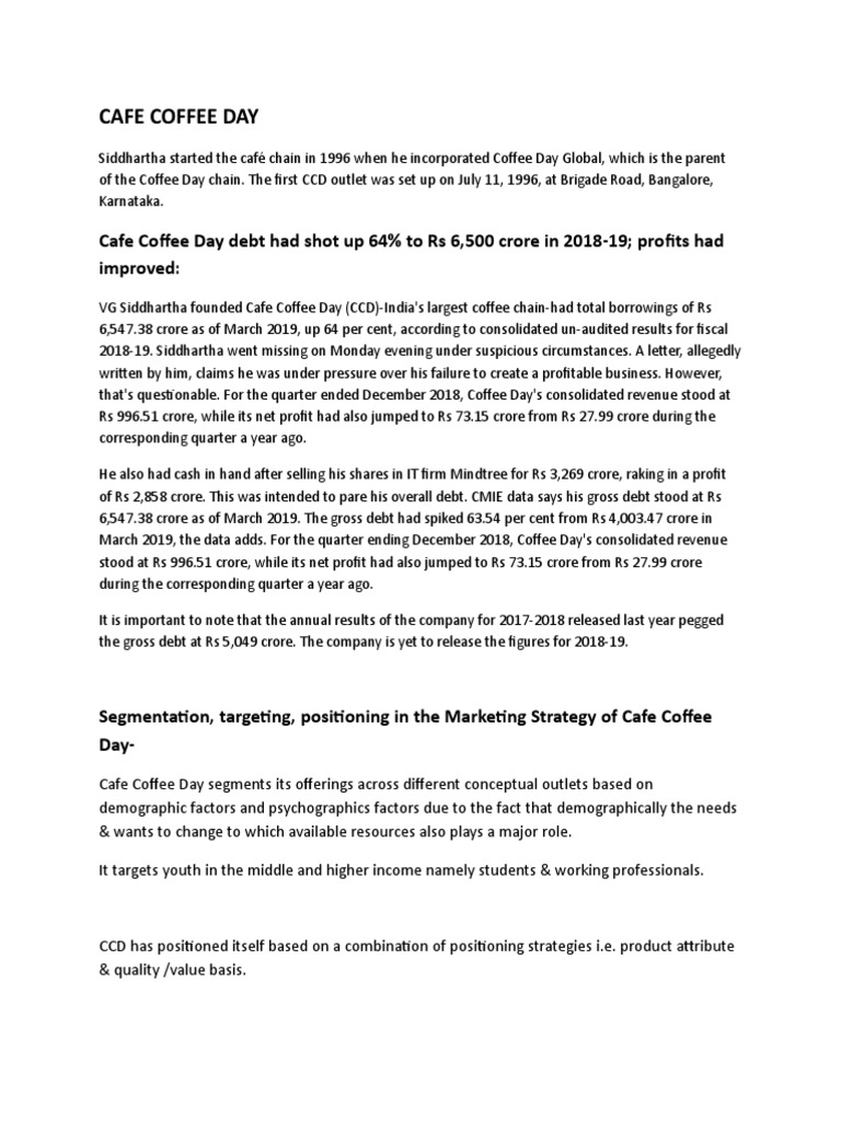 Cafe Coffee DayWps Office PDF Marketing Strategy Marketing