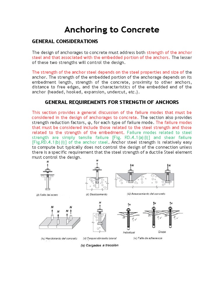 Anchoring To Concrete PDF Steel Concrete