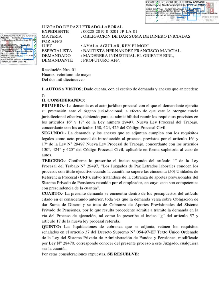 Modelo de Auto Judicial PDF Demanda judicial Ley procesal