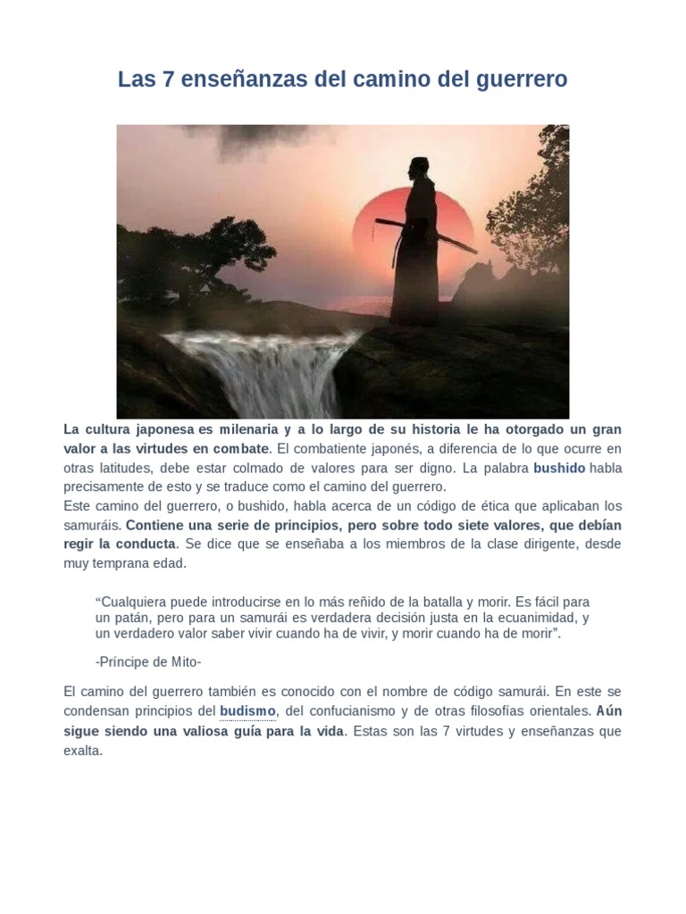Las 7 Enseñanzas Del Camino Del Guerrero PDF | PDF | Bushido | Science