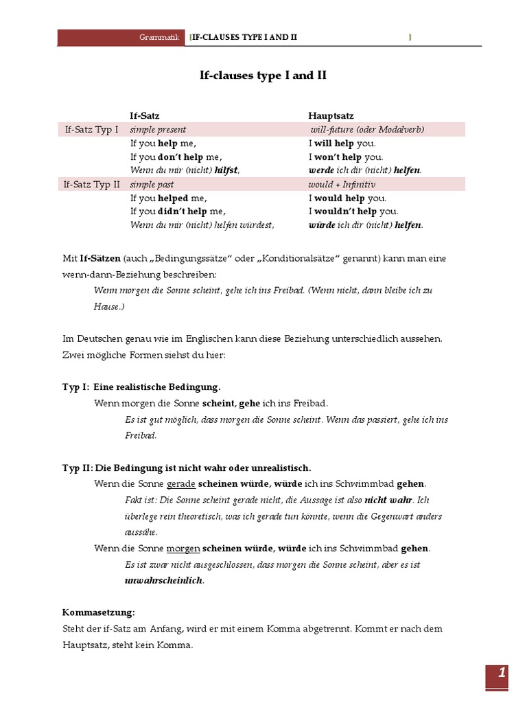 If Satz Typ I Und Ii2