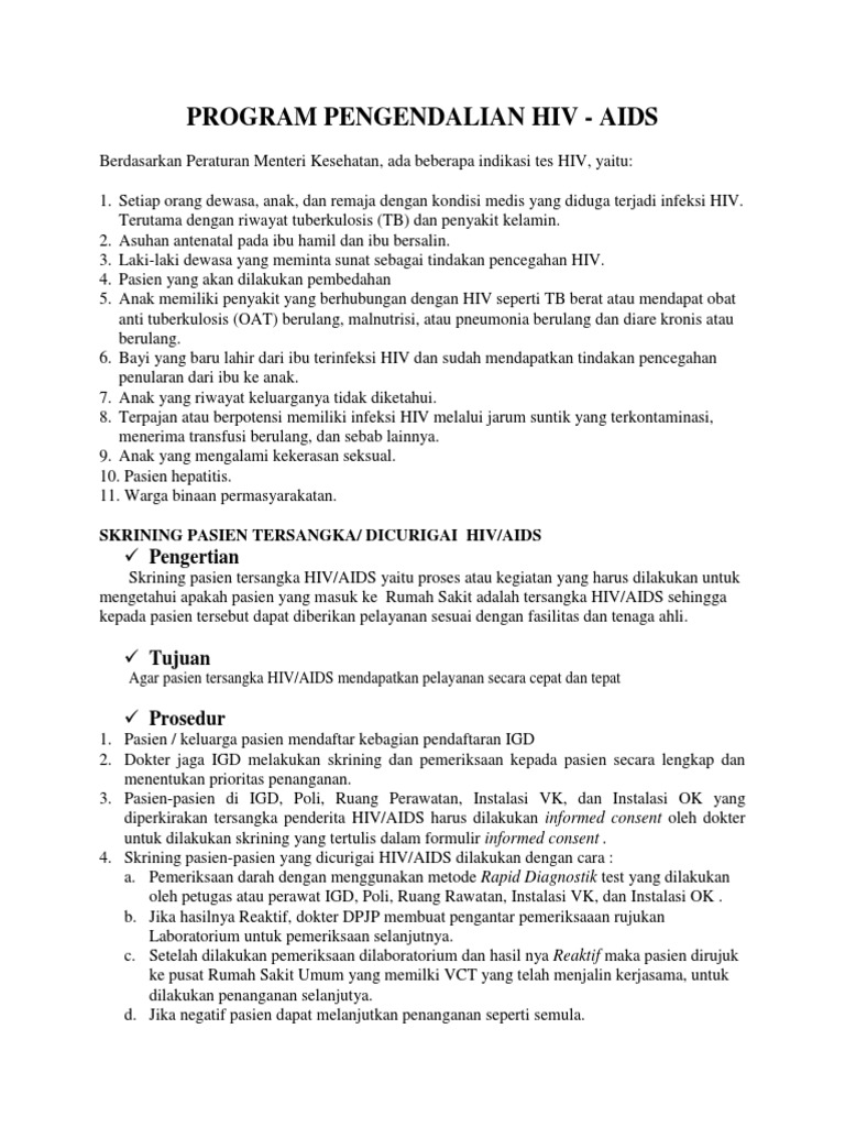 Panduan Skrining HIV/AIDS di RS | PDF