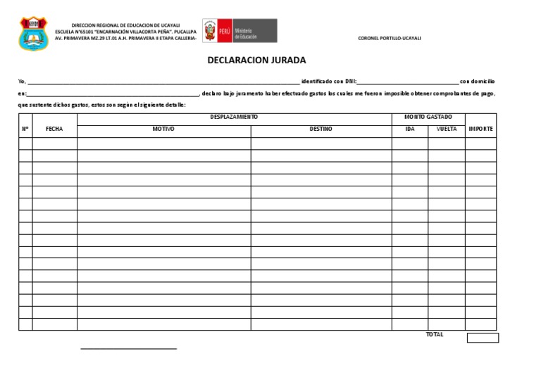 Declaración Jurada de Gastos Educativos | PDF