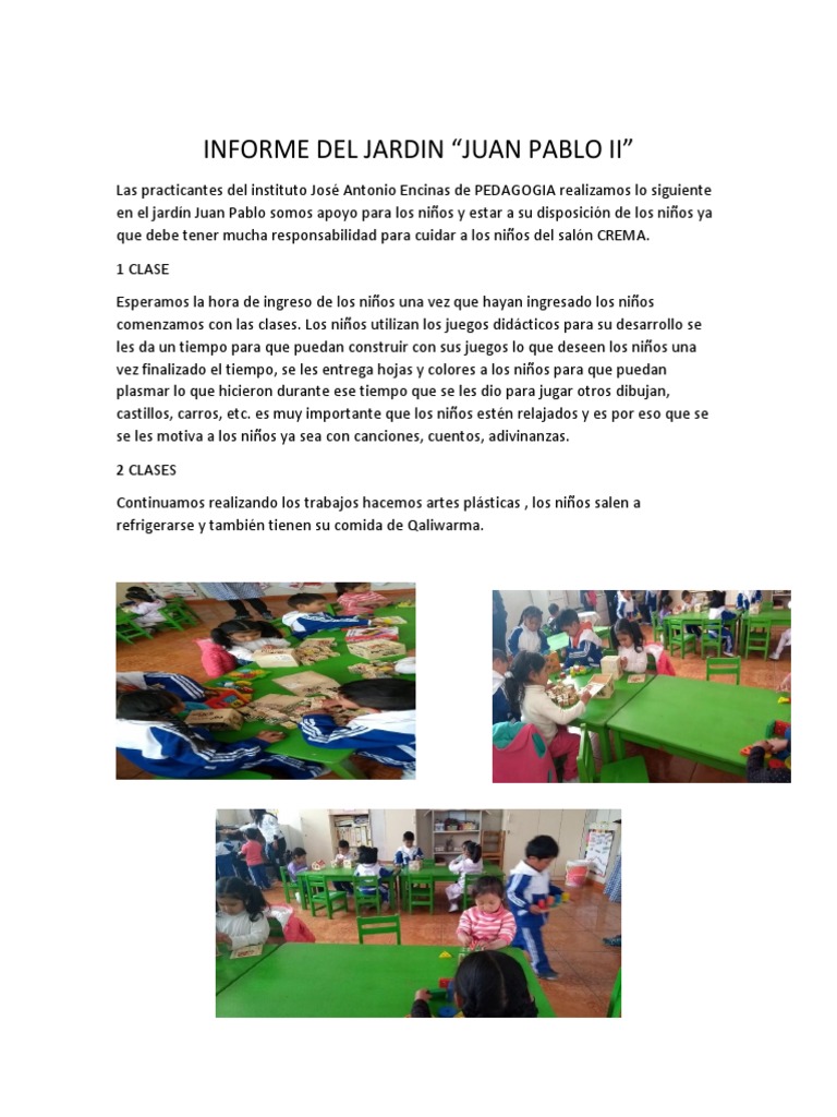 Actividades Educativas en Jardín Juan Pablo II | PDF | Educación avanzada