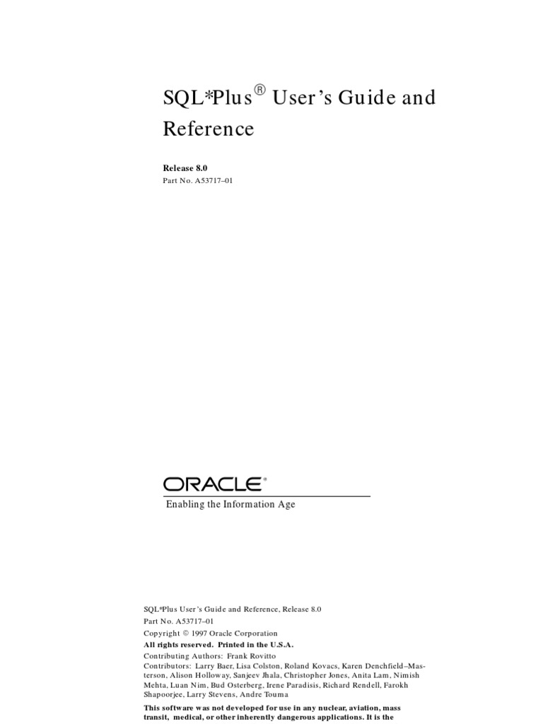 SQL+ Guide | PDF | Oracle Database | Pl/Sql