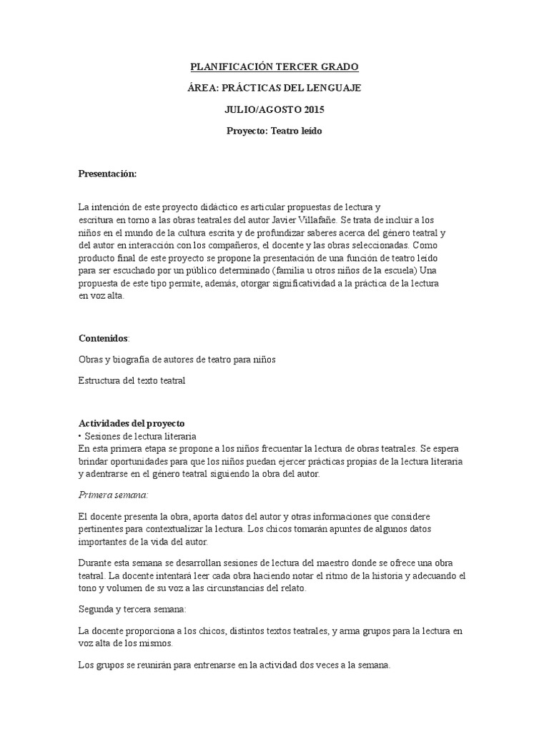Enfermedad conspiración Digno Proyeccto Teatro Terecero | PDF | Teatro | Autor