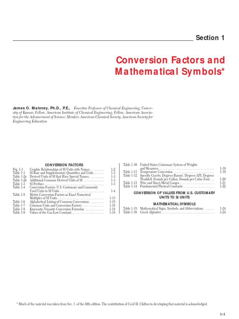Chapter 01 (Conversion Factors and Mathematical Symbols) PDF | PDF ...