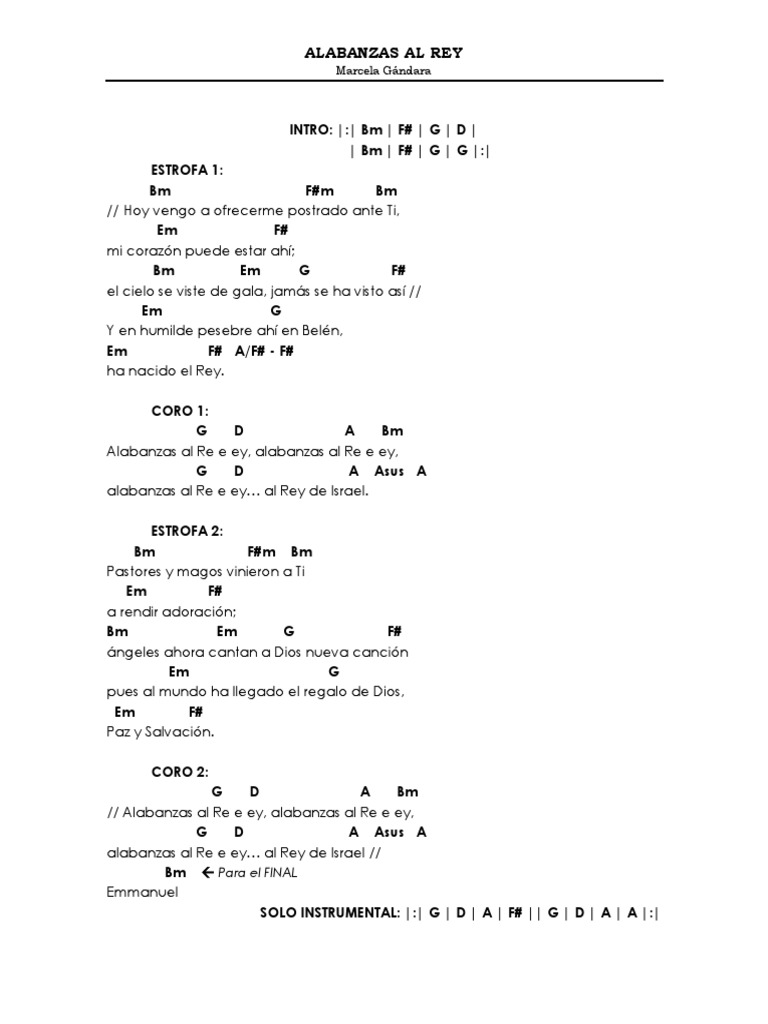 Alabanzas Al Rey Por las llagas de jesús. scribd