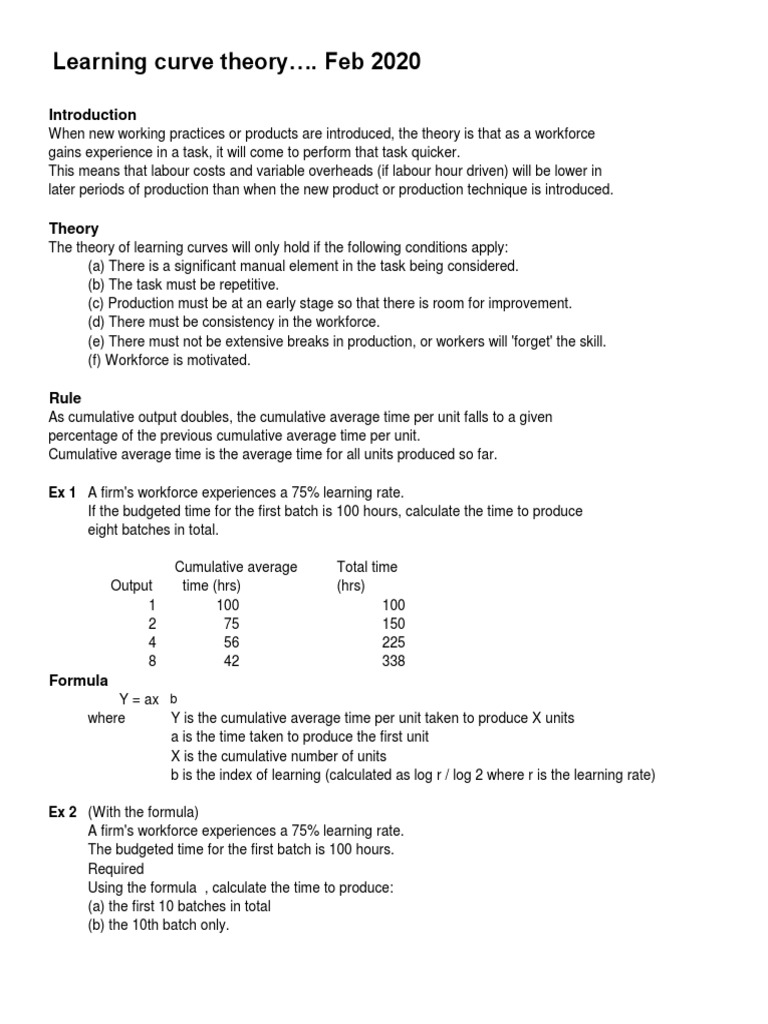 Learning Curve | PDF | Labour Economics | Working Time